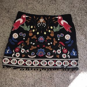 Black embroidered skirt